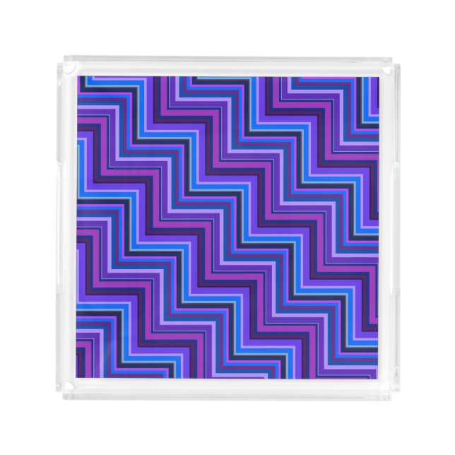Blue and purple stripes stairs acrylic tray (Front)
