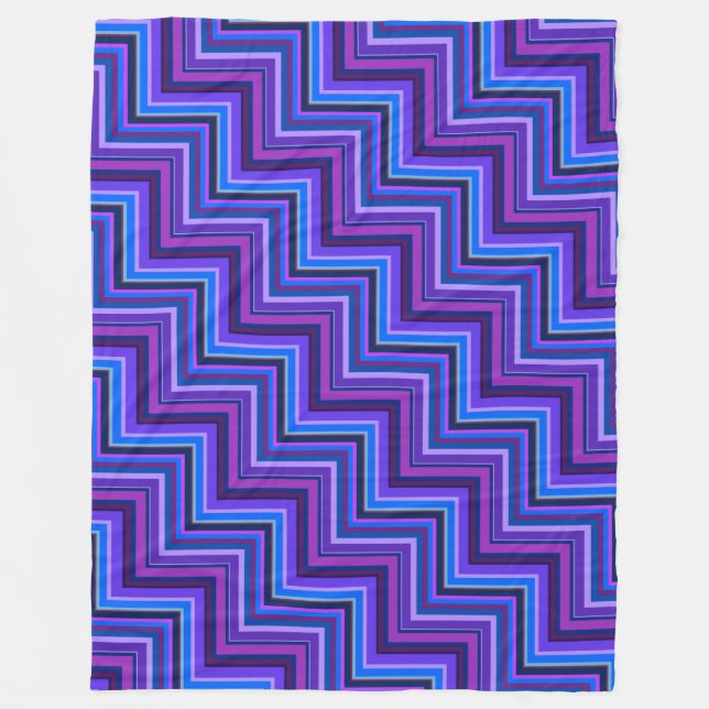 Blue and purple stripes stairs fleece blanket (Front)