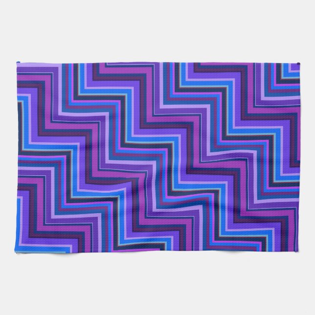 Blue and purple stripes stairs kitchen towel (Horizontal)