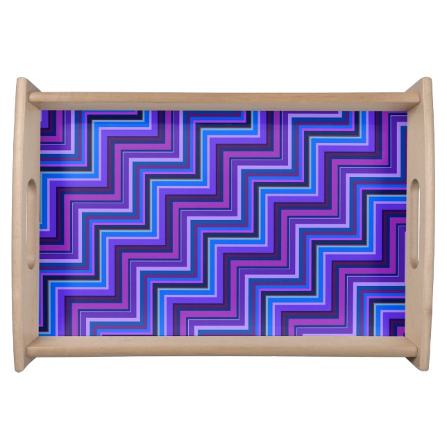Blue and purple stripes stairs serving tray (Front)