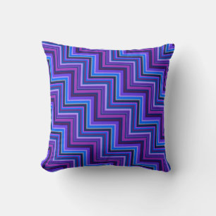Blue and purple stripes stairs throw pillow