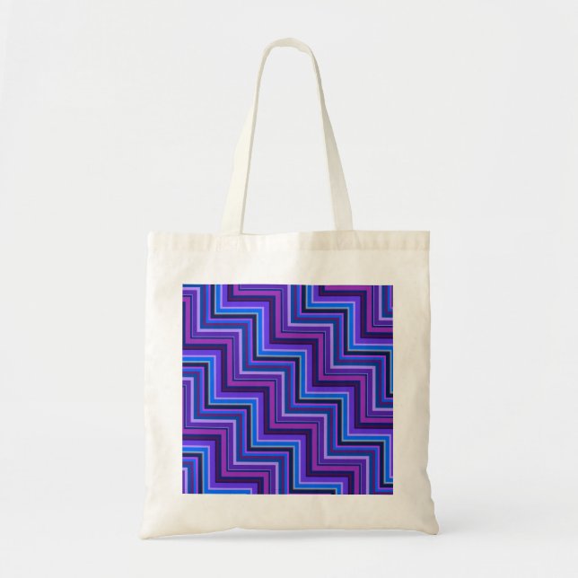 Blue and purple stripes stairs tote bag (Front)