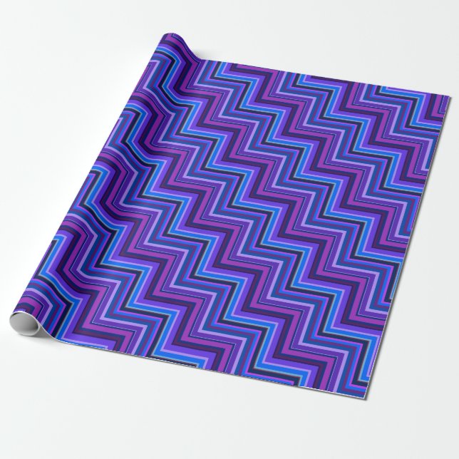 Blue and purple stripes stairs wrapping paper (Unrolled)