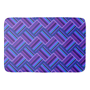 Blue and purple stripes weave bathroom mat