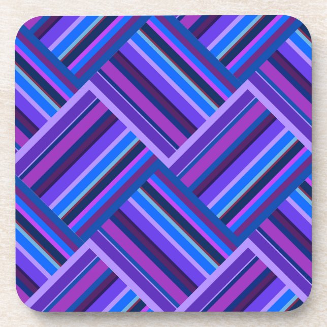 Blue and purple stripes weave beverage coaster (Front)