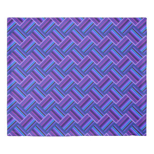Blue and purple stripes weave duvet cover