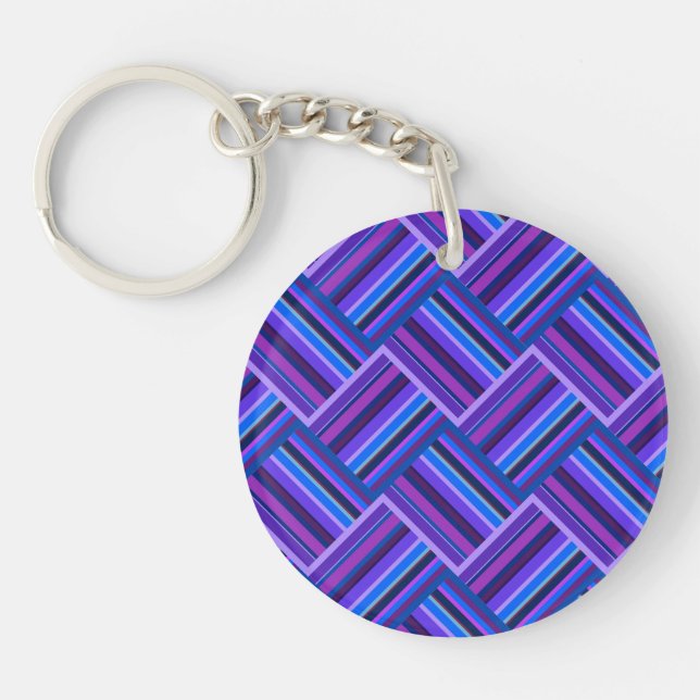 Blue and purple stripes weave keychain (Front)