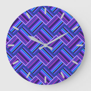 Blue and purple stripes weave large clock