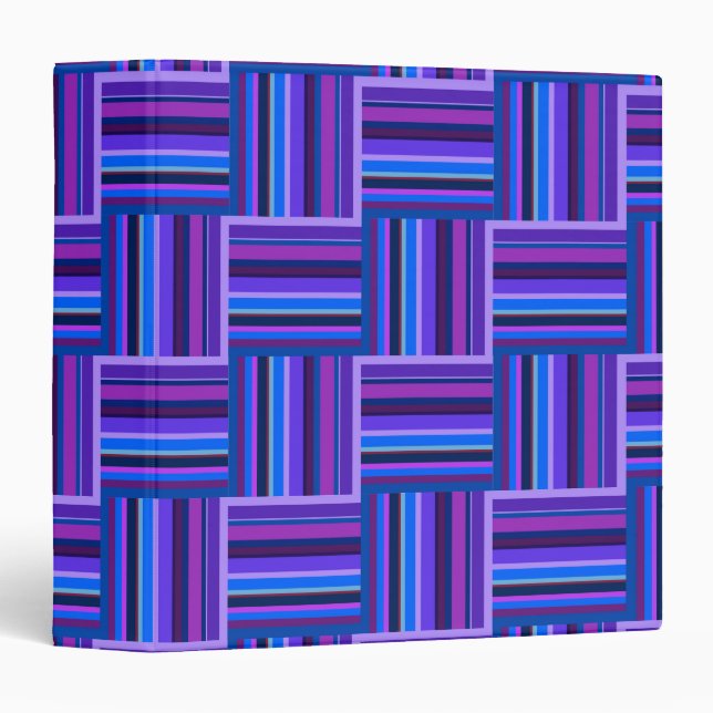 Blue and purple stripes weave pattern 3 ring binder (Front/Spine)