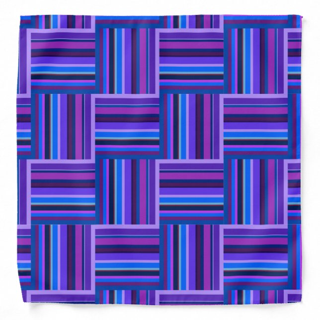 Blue and purple stripes weave pattern bandana (Front)