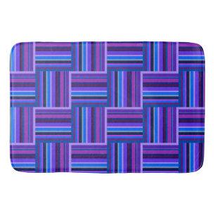 Blue and purple stripes weave pattern bathroom mat