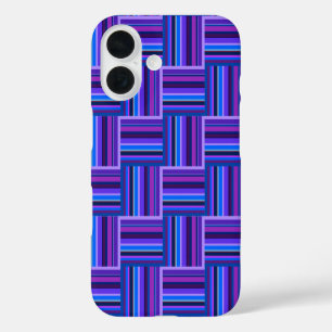 Blue and purple stripes weave pattern iPhone 16 case