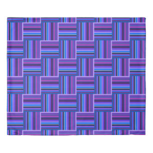 Blue and purple stripes weave pattern duvet cover