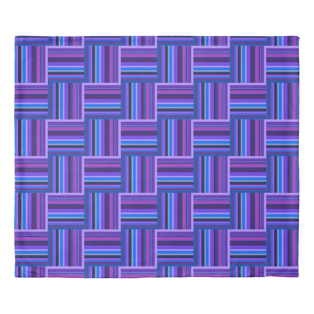 Blue and purple stripes weave pattern duvet cover (Front)