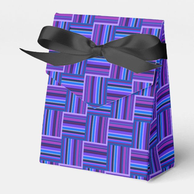 Blue and purple stripes weave pattern favor boxes (Front Side)