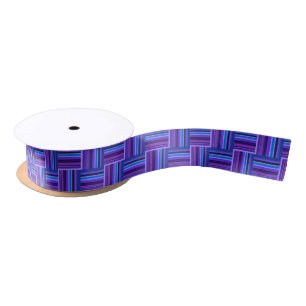 Blue and purple stripes weave pattern satin ribbon