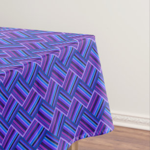 Blue and purple stripes weave tablecloth