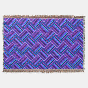 Blue and purple stripes weave throw blanket