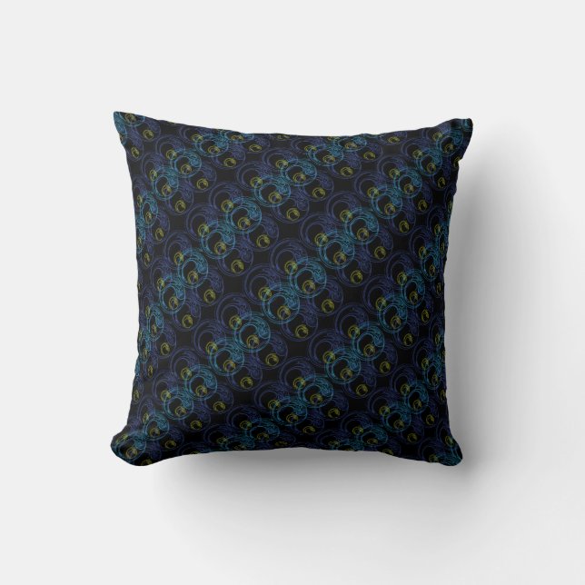 Blue and Purple Swirl Abstract Throw Pillow (Front)