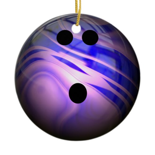 Blue and Purple Swirl Bowling Ball Ceramic Ornament