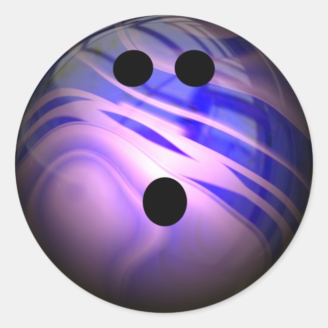 Blue and Purple Swirl Bowling Ball Classic Round Sticker (Front)