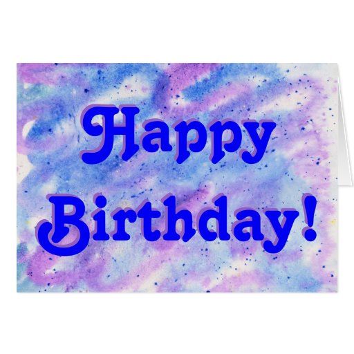 Blue and Purple Swirl Happy Birthday Card | Zazzle