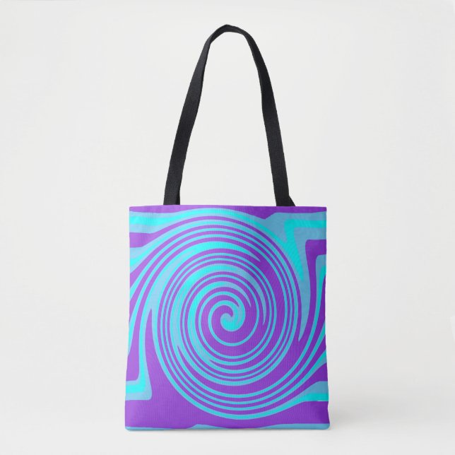 Blue and purple swirl pattern tote bag (Front)