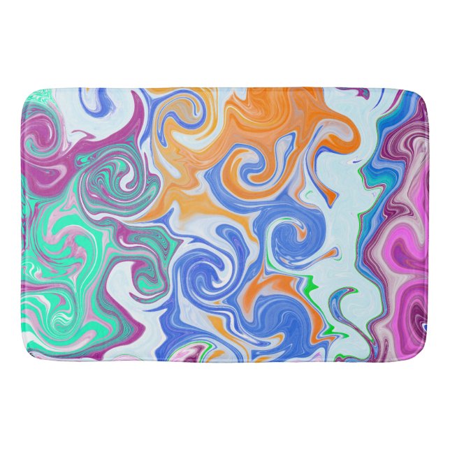 Blue and Purple Swirls Abstract    Bath Mat (Front)