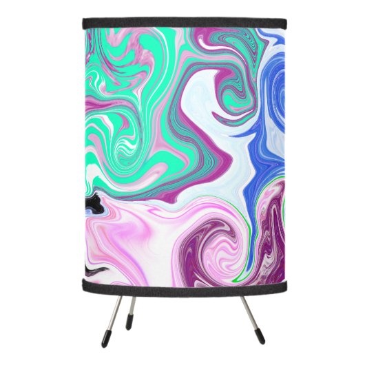 Blue and Purple Swirls Abstract    Tripod Lamp (Left)