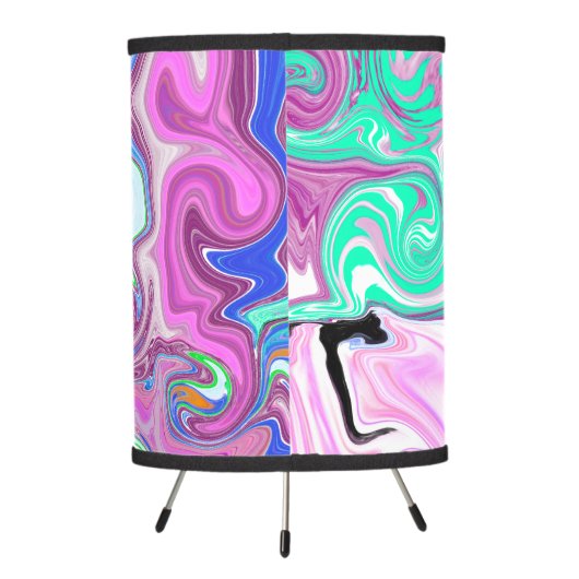 Blue and Purple Swirls Abstract    Tripod Lamp (Back)