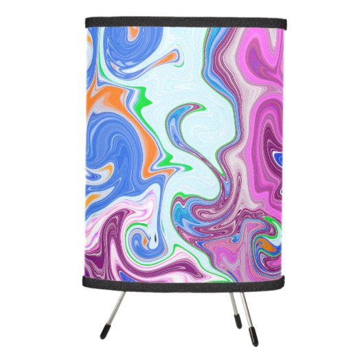 Blue and Purple Swirls Abstract    Tripod Lamp (Right)