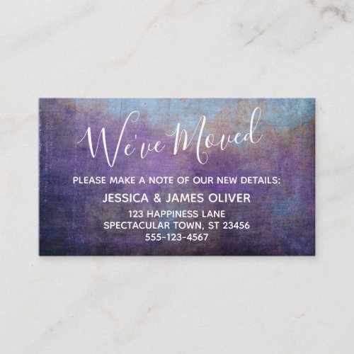 Blue and Purple Textured Grunge Weve Moved Enclosure Card