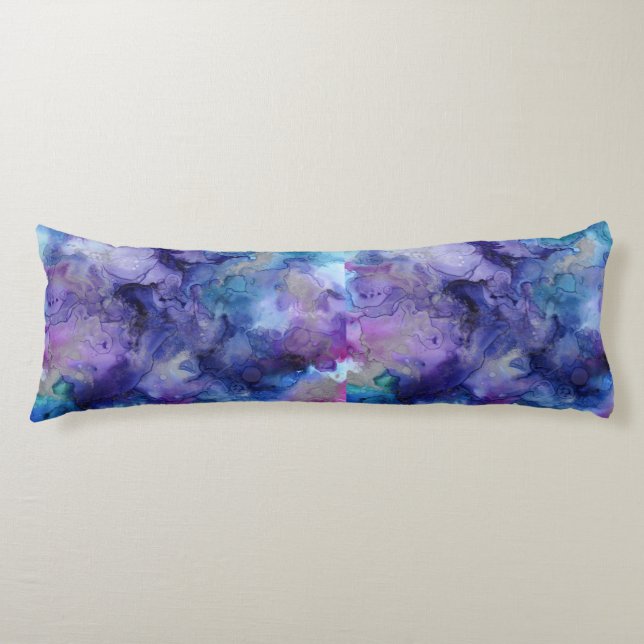 Blue and Purple Tie dye look Body Pillow (Front)