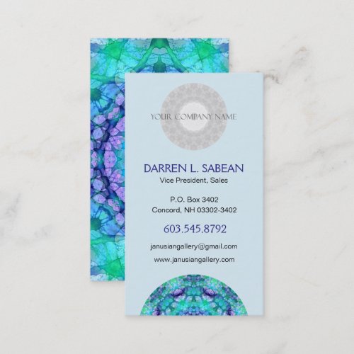Blue and Purple Tropical Mandala Kaleidoscope Business Card