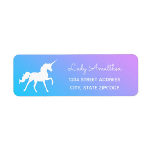 Blue And Purple Unicorn Address Label