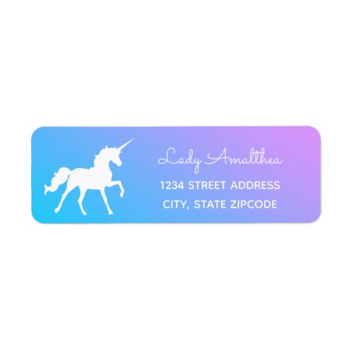 Blue And Purple Unicorn Address Label