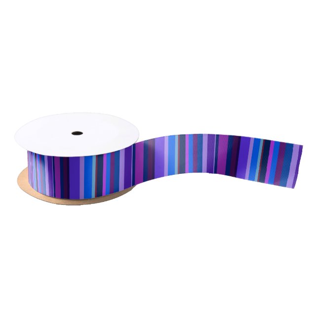 Blue and purple vertical stripes satin ribbon (Spool)
