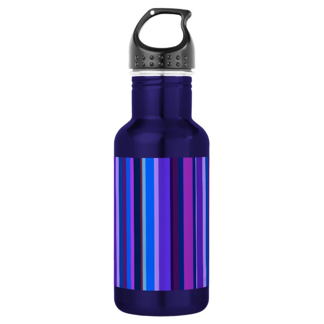 Blue and purple vertical stripes water bottle (Front)
