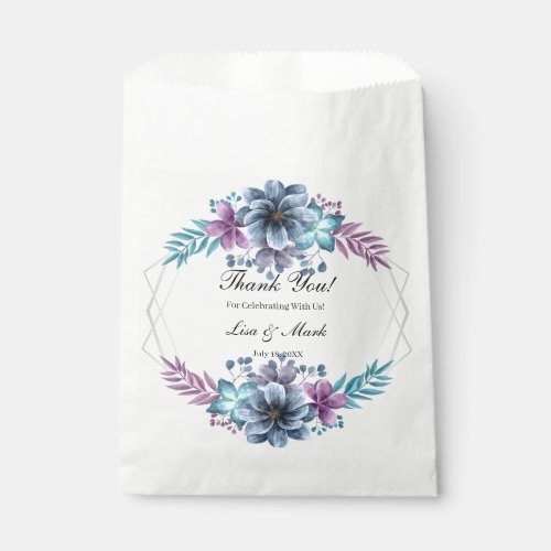 Blue And Purple Watercolor Floral Favor Bags