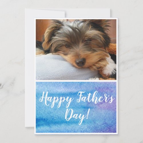 Blue And Purple Watercolor Pet Photo Fathers Day Holiday Card