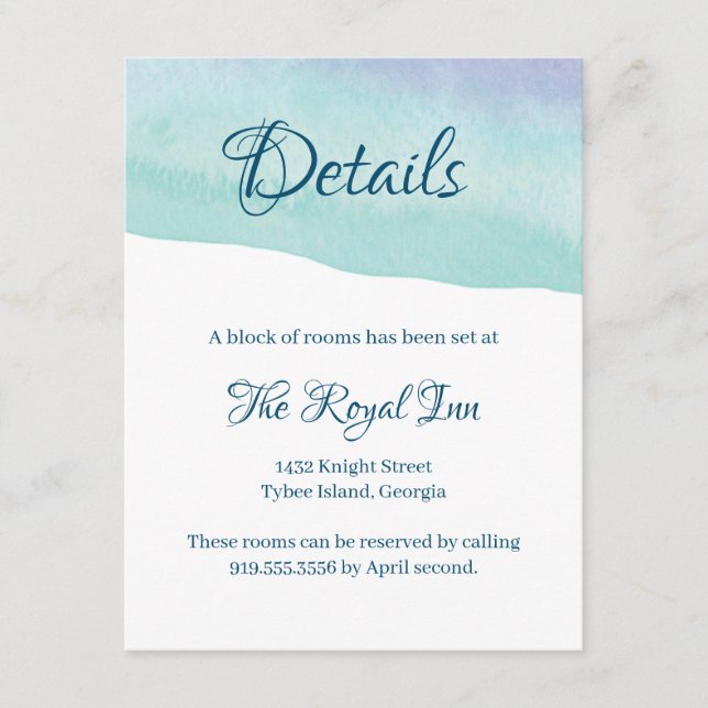 Blue and Purple Watercolor Wash Enclosure Card (Front)