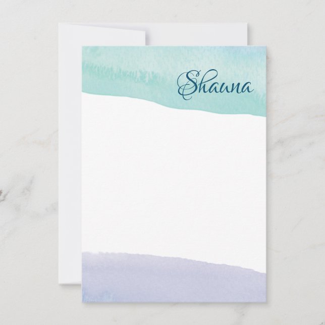 Blue and Purple Watercolor Wash Note Card (Front)