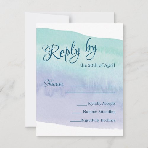 Blue and Purple Watercolor Wash RSVP Card