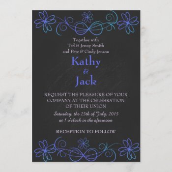 Blue And Purple Wedding Invitation by chandraws at Zazzle
