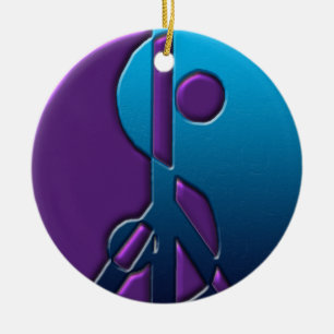 Blue and Purple Yin-Yang Peace Sign Ornament