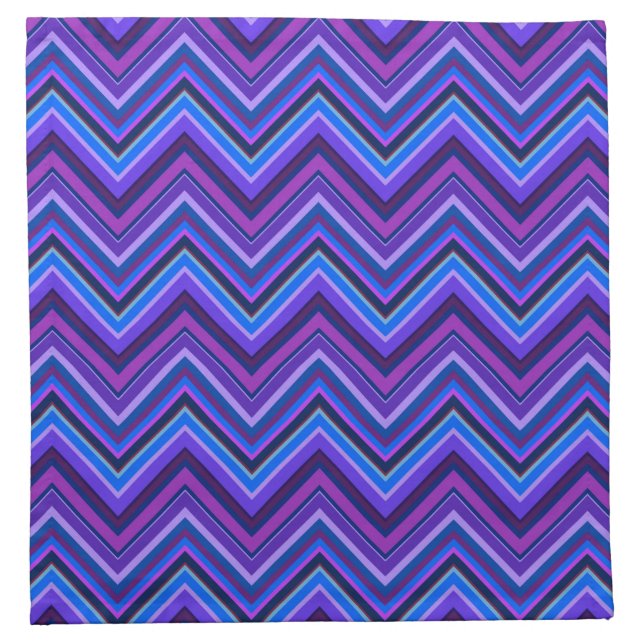 Blue and purple zigzag stripes cloth napkin (Front)