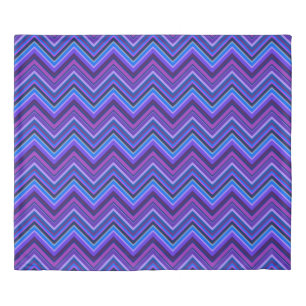 Blue and purple zigzag stripes duvet cover