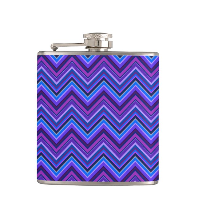 Blue and purple zigzag stripes flask (Front)