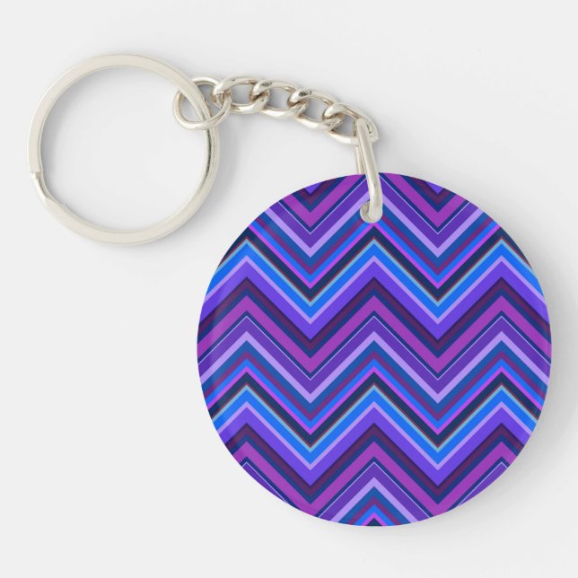 Blue and purple zigzag stripes keychain (Front)