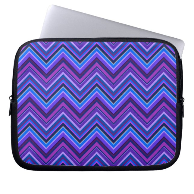 Blue and purple zigzag stripes laptop sleeve (Front)